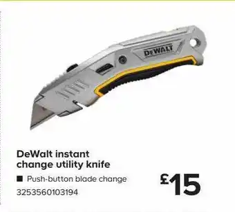 TradePoint Dewalt Instant Change Utility Knife offer