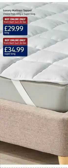 Aldi Luxury Mattress Topper offer