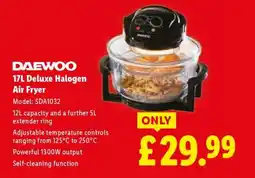 Lidl DAEWOO 17L Deluxe Halogen Air Fryer offer