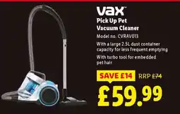 Lidl Vax Pick Up Pet Vacuum Cleaner offer