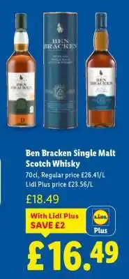Lidl Ben Bracken Single Malt Scotch Whisky offer