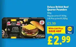 Lidl Deluxe British Beef Quarter Pounders offer