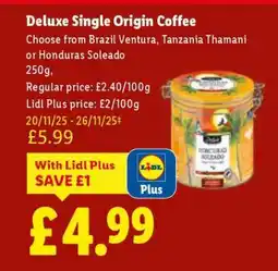 Lidl Deluxe Single Origin Coffee offer