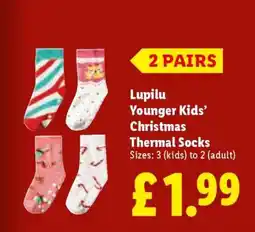 Lidl Lupilu Younger Kids’ Christmas Thermal Socks offer