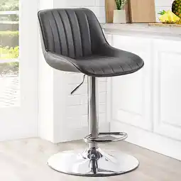 Costco Bayside Furnishings Grey Stitched Gas Lift Bar Stool offer
