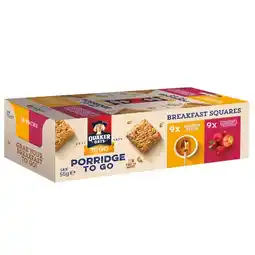 Costco Quaker Oats Porridge To Go Breakfast Squares Variety Pack, 18 x 55g offer
