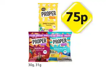 Londis Popcorn Sweet & Salty, Proper Chips Barbecue Lentil Chips, Salt & Vinegar offer