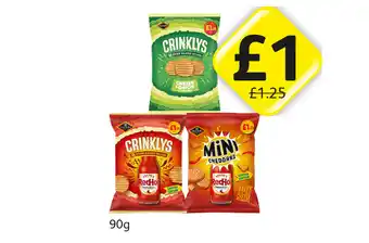 Londis Crinklys Cheese & Onion, Red Hot, Mini Cheddars Red Hot offer