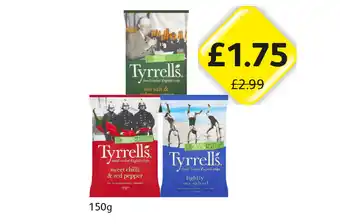 Londis Tyrrell's Sea Salt & Vinegar, Sweet Chilli & Red Pepper, Sea Salted offer