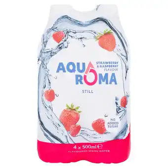 Iceland Aqua Roma Strawberry & Raspberry Flavour Still Flavoured Spring Water 4 x 500ml offer