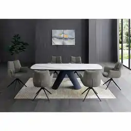 Costco Indus Valley Capri Ceramic Extending Dining Table + 6 Grey Chairs, Seats 6-8 offer