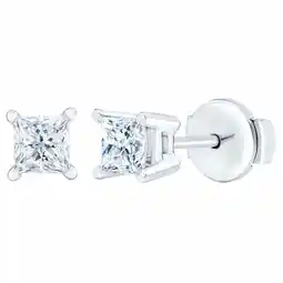 Costco 0.73ctw Princess Cut Diamond Stud Earrings, 14ct White Gold offer