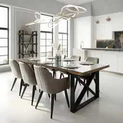 Costco Indus Valley Porto Reclaimed Sleeper Wood Dining Table + 6 Grey Chairs offer