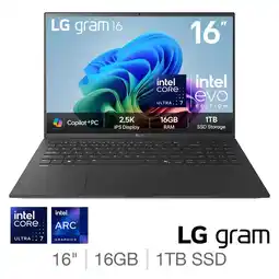 Costco LG gram Copilot+PC, Intel Core Ultra 7, 16GB RAM, 1TB SSD, 16 Inch Laptop, 16Z90TL-G.AU78A1 offer