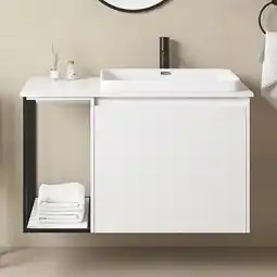 Costco Ove Judy 1000mm Wide Wall Mounted Vanity in Matte White offer