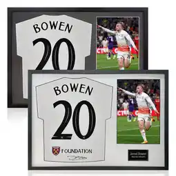 Costco Jarrod Bowen Signed Framed WHU Football Shirt including 1 Photo in 2 Options: White or Black Mount offer