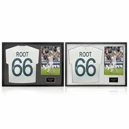 Costco Joe Root Signed Framed England Cricket Shirt including 1 Photo in 2 Options: White or Black Mount offer