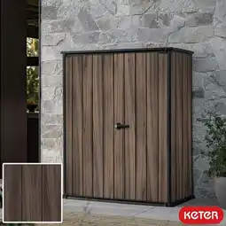 Costco Keter Rosewood 4ft 6 x 2ft 4 (1.4 x 0.7m) 1,415 Litre Vertical Storage Shed with Shelves offer