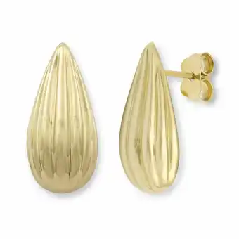 Costco 14ct Yellow Gold Textured Tear Drop Stud Earrings offer