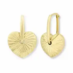 Costco 14ct Yellow Gold Textured Heart Drop Earrings offer