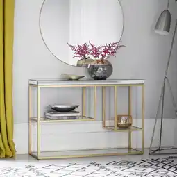Costco Gallery Cheshire Champagne Console Table with Mirrored Top offer