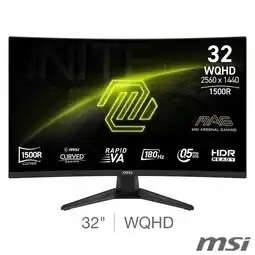 Costco MSI 321CQF E18 32 Inch WQHD 180Hz VA Gaming Monitor, 9S6-3DE04T-003 offer