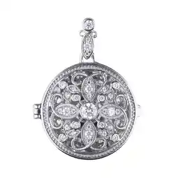 Costco DiamonFire Sterling Silver Round Medallion Filigree Locket offer