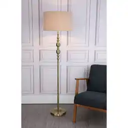 Costco Madrid Antique Brass Floor Lamp with Faux Silk Shade offer