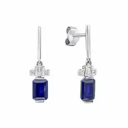 Costco Diamonfire Sterling Silver Drop Earrings with Emerald cut Cubic Zirconia and Sapphire offer