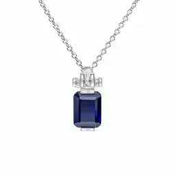 Costco Diamonfire Sterling Silver Pendant with Emerald cut Cubic Zirconia and Sapphire offer