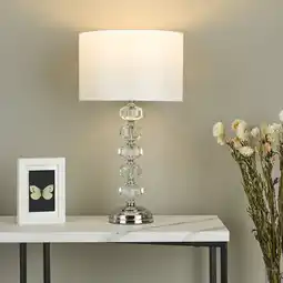 Costco Oleana Polished Chrome Glass Crystal Table Lamp with Ivory Shade offer