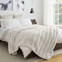 Costco Faux Rabbit Fur Blanket in 3 Colours, 234 x 249 cm offer