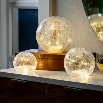 Costco Evergreen LED Glass Sphere & Cube Lights, 3 Piece offer