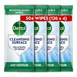 Costco Dettol Biodegradable Antibacterial Wipes, 4 x 126 Pack offer