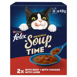 Iceland FELIX Soup Farm Selection Chicken, Beef and Lamb Wet Cat Food 6x48g offer