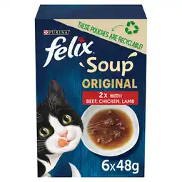 Iceland FELIX Soup Farm Selection Chicken, Beef and Lamb Wet Cat Food 6x48g offer