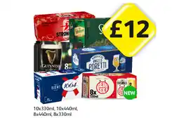 Londis Strongbow Strawberry, Staropramen, Guinness, Poretti, Kronenbourg, Brewdog Reinbeer offer