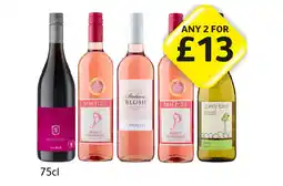 Londis McGuigan Shiraz, Barefoot White Zinfandel, Caparelli Italian Blush, Quirky Bird Blanc offer