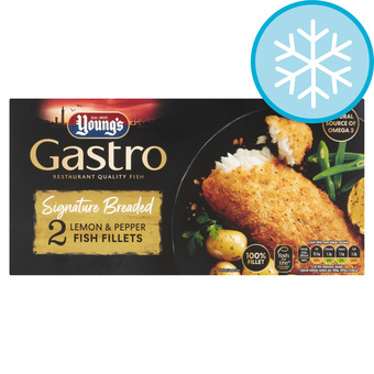 Tesco Youngs Gastro Signature Breaded Lemon & Pepper 2 Fish Fillets 270G offer