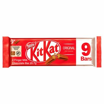 Tesco Kit Kat 2 Finger Milk Chocolate Biscuits 9 Pack 186.3G offer