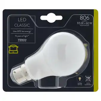 Tesco Tesco Led Classic 60W Bayonet Cap offer