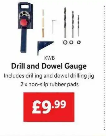 Lidl Kwb Drill And Dowel Guage Includes Drilling And Dowel Drilling Jig 2 X Non-slip Rubber Pads offer