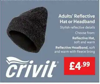 Lidl Adults' Reflective Hat Or Headband Crivit offer