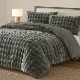 Costco FRYE Faux Fur 3 Piece Comforter Set, in 2 Colours offer