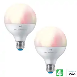 Costco 4lite WiZ Connected LED G95 E27 Colour Tuneable Smart Bulb, 2 Pack offer
