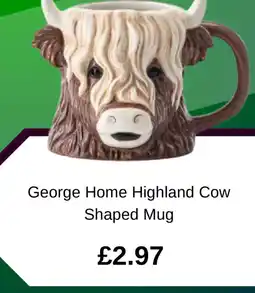 Asda George Home Highland Cow Shaped Mug offer