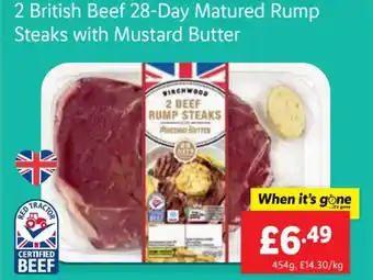 Lidl 2 British Beef 28-Day Matured Rump Steaks with Mustard Butter offer
