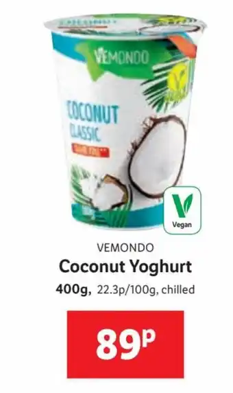 Lidl Vemondo Coconut Yoghurt 400g offer