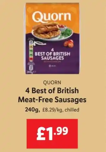 Lidl 4 Best of British Meat-Free Sausages 240g offer