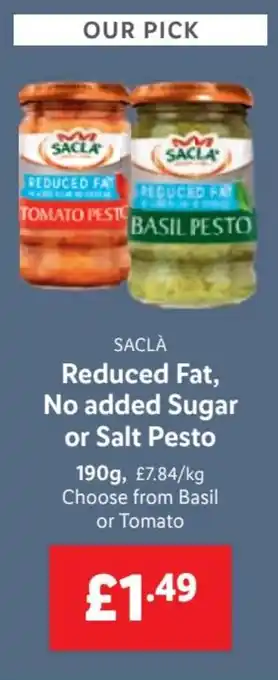 Lidl Reduced Fat, No Added sugar ou Salt Pesto 190g offer